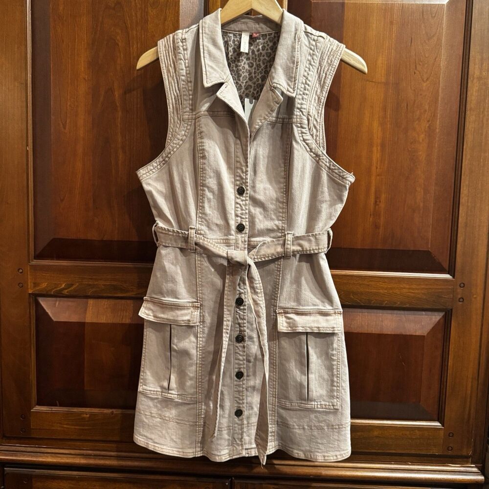 Anthropologie Pilcro Denim Button-Front Mini Dress Neutral Color US Size 6 NWT - Picture 4 of 16